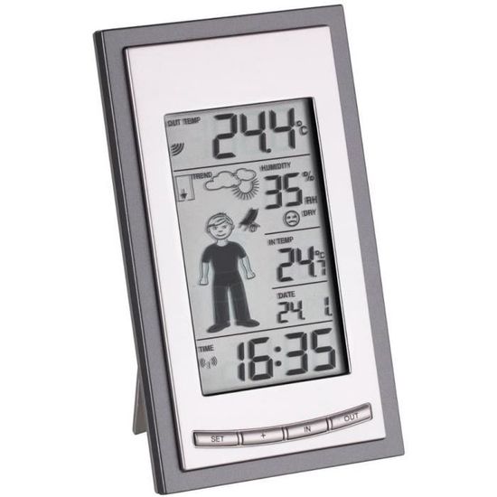 TFA Dostmann Horizon 35.1155.01: Stazione Meteo Radio Con Sensore Esterno, Previsioni Del Tempo, Orologio Radio E Batterie Incluse