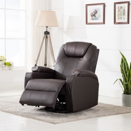 Superbe Luxueux :81891: Fauteuil à bascule de massage Chaise à bascule - Fauteuil Relaxation Marron Similicuir