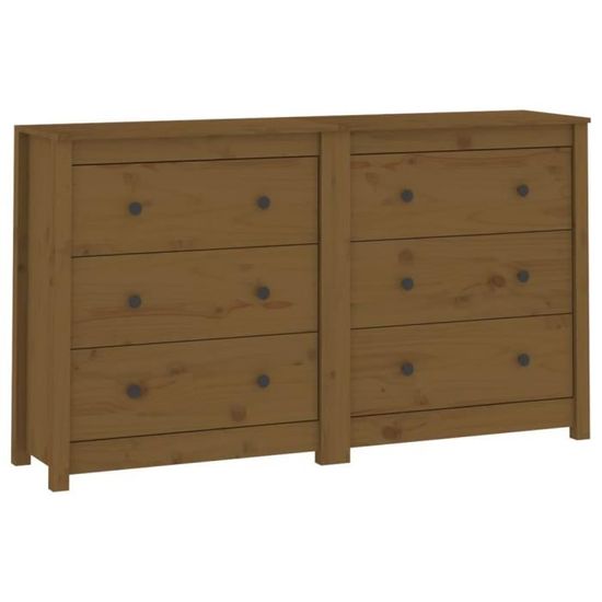 Buffet Haut En Pin Massif - Marron Miel - 80x35x154 Cm - NEUF