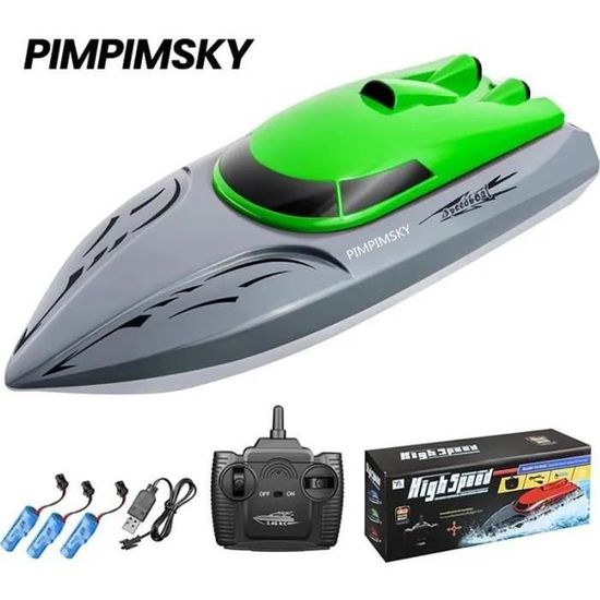 Bateau Télécommandé Rapide Avec LED – Double Moteur, Retournement 360°, Pour Piscine Et Bain