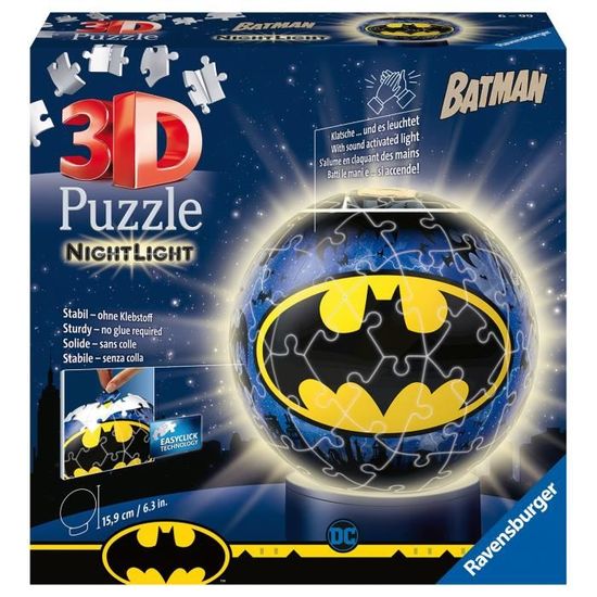 Puzzle 3D Ball 72 p illuminé - Batman - Ravensburger - Dessins animés et BD - Enfant - Mixte