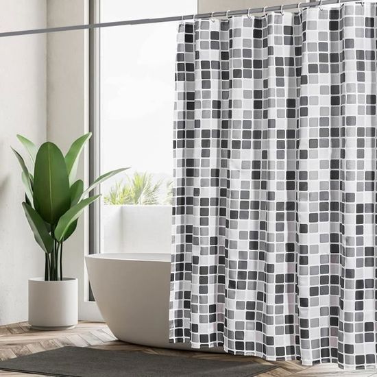 Rideau de douche avec motif balle de golf, rideau de salle de bain pour hommes, adultes, garçons, adolescents, décoration de baignoire, moderne, gris, graffiti, rideau imperméable, 12 crochets, 183 x