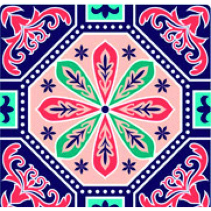 Sticker mosaïque autocollant 12,5cm carreaux ciment 5 - Artémio Multicolore - Assort.