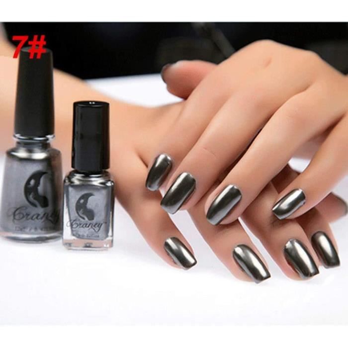 Vernis à ongles effet miroir, métallique, chromé, 6 ml7#Noir