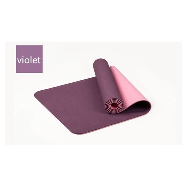 TPE antidérapant plus épais tapis de yoga bicolore tapis de fitness sportif de haute qualité tapis insipide pour la maison -violet