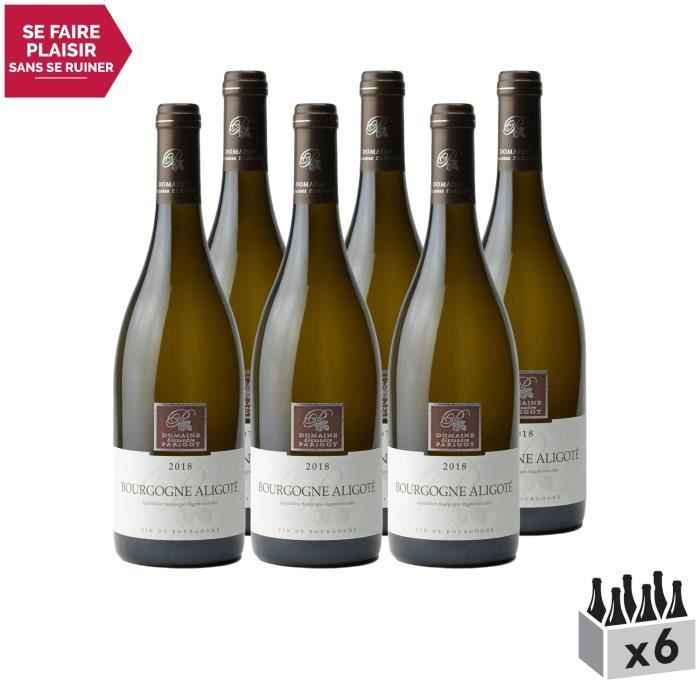 Bourgogne Aligoté Blanc 2018 - Lot de 6x75cl - Domaine Parigot Père et Fils - Vin AOC Blanc de Bourgogne - Cépage Aligoté