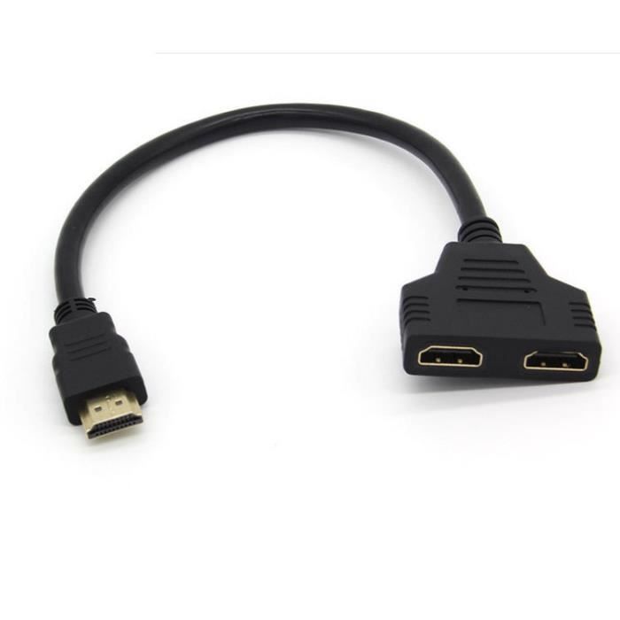 Adaptateur 2 ports Cable HDMI pour PC ORDISSIMO Television TV Console Gold 3D FULL HD 4K Ecran 1080p Rallonge