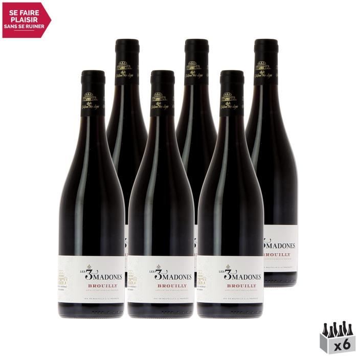 Brouilly Les 3 Madones Rouge 2020 - Lot de 6x75cl - Cave du Château des Loges - Vin AOC Rouge du Beaujolais - Cépage Gamay