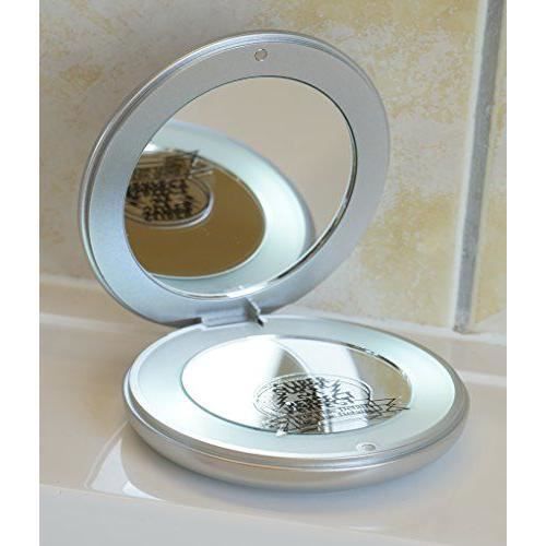 Fantasia IC Fantasia Miroir de poche rond avec éclairage LED et cristaux Swarovski Grossissement 5x Argenté - 91480
