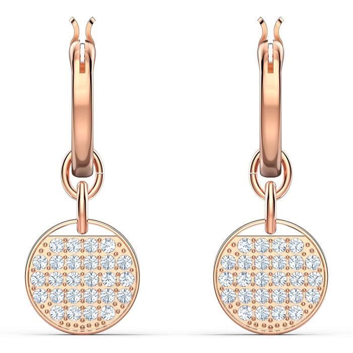 BOUCLE D OREILLE Swarovski Créoles Ginger Mini, blanc, métal doré rose47