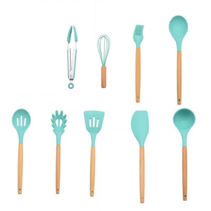 Lot Ustensiles,Ensemble d'ustensiles de cuisine en Silicone avec boîte de rangement, ustensiles de cuisine - Type Tiffany-9pcs