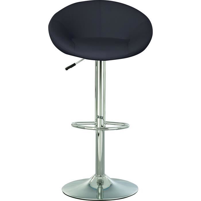 TABOURET DE BAR PIVOTANT DESIGN. CHAISE HAUTE DE BAR- ROSE LUX. NOIR. Noir