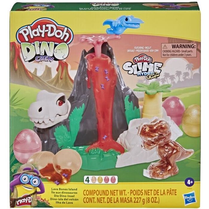 PLAY-DOH - Slime - Dino Crew - Jouet Île aux Dinosaures - avec pâte HydroGlitz atoxique - pour enfants dès 4 ans