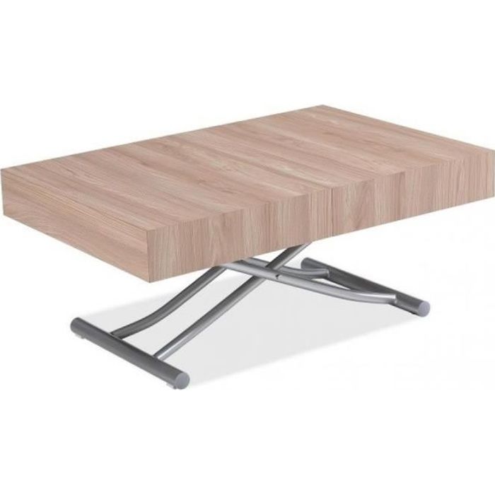 Table basse relevable extensible ALBATROS design en Chêne Pied alu natural chêne Inside75