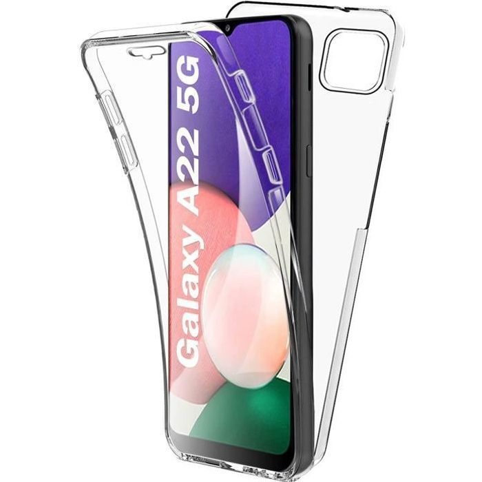 Coque pour Samsung Galaxy A22 5G,Protection intégrale Avant + Arrière en Rigide, Housse Etui Pochette Tactile Protection 360 degré