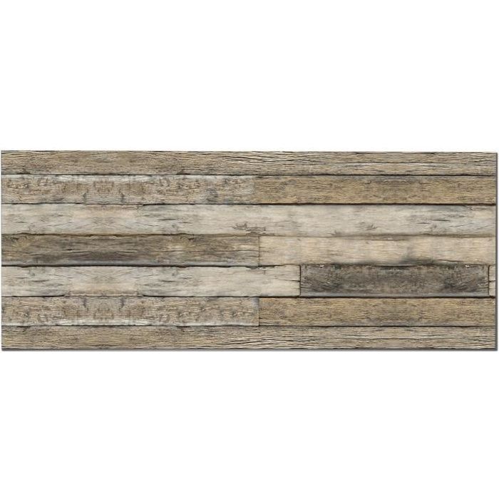 Panorama Crédence Adhésive Cuisine Texture du Bois Brun 60x100 cm - Crédence Adhésive pour Cuisine - Protege Mur Cuisine