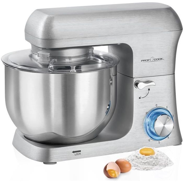 Robot Pâtissier Boulangerie Cuisine Ménager Multifonction Bol 6L 1500W Proficook KM 1188 Plata 501188
