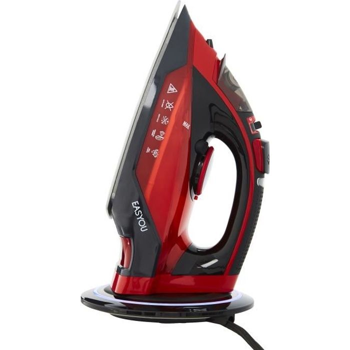 EASYOU Fer à repasser sans fil vapeur 2400W - Céramique - Rouge - Simple Move