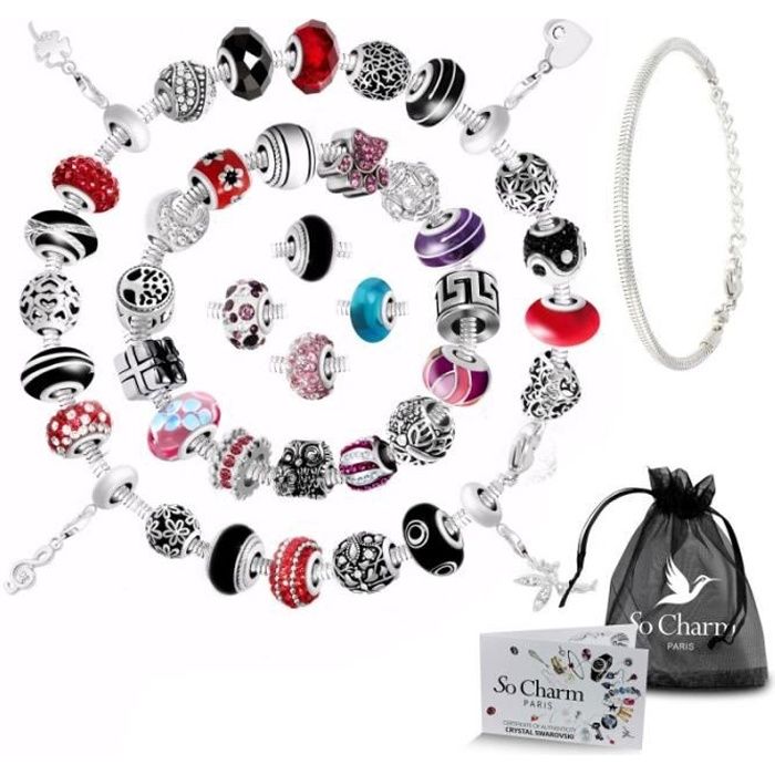 Box mensuelle SC Crystal - 10 charms beads et son bracelet