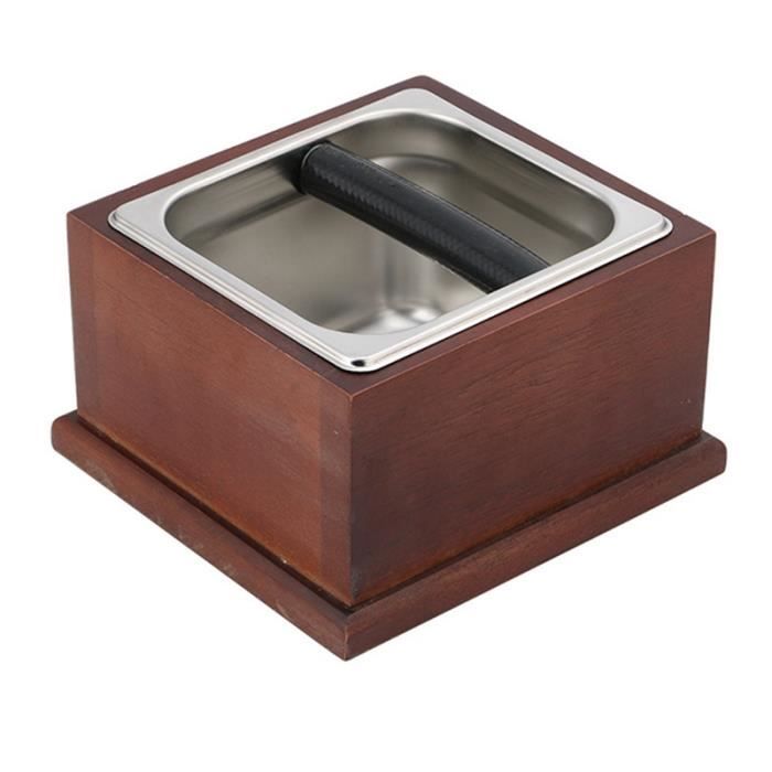 BoîTe à Café en Acier Inoxydable en Bois pour Café en Bois BoîTe à Café Barista Seau à RéSidus de Café Broyage Seau à Frapper