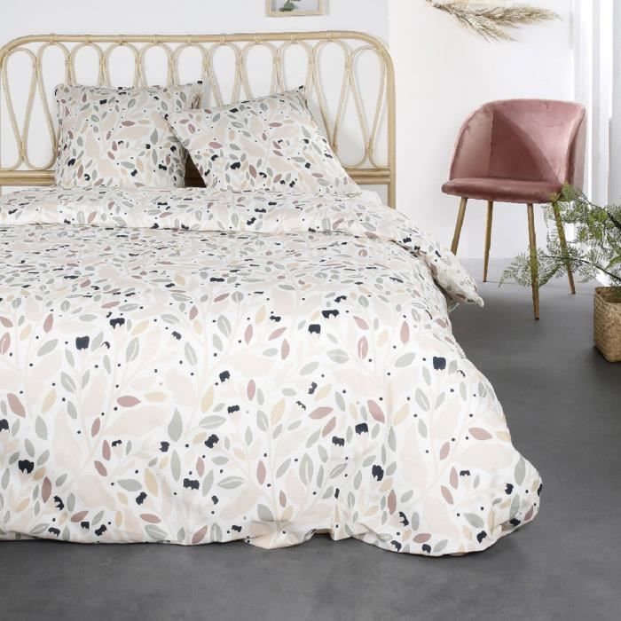 Housse de couette 240x260 Sunshine Argento + 2 taies 100% coton 57 fils Blanc