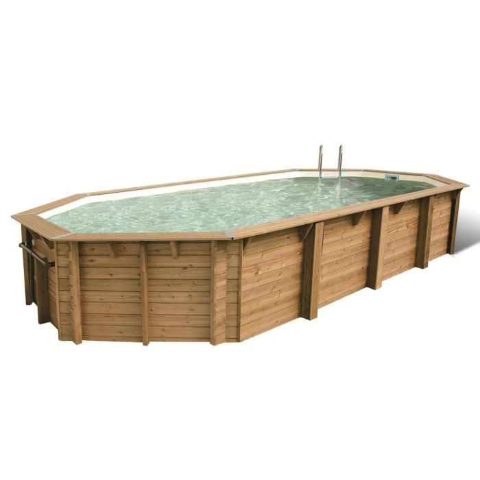 UBBINK Piscine bois Maldives - 820x400xH130 cm - Liner sable - Hors sol, semi enterrée ou enterrée - Garantie 15 ans