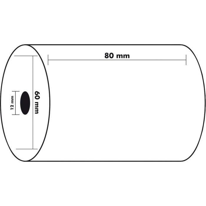 10 Bobines de caisse 80 x 60 X 12 mm Papier thermique pour Caisses Enregistreuse rouleau de papier Thermique ECONOMIQUE pour ticket