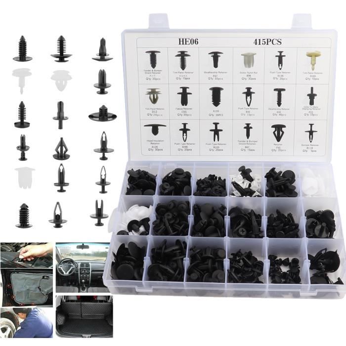415pcs Clips Agrafes Plastiques Voiture Rivets Fixation Panneaux De Portes Pare-chocs Universel Nouveaux produit