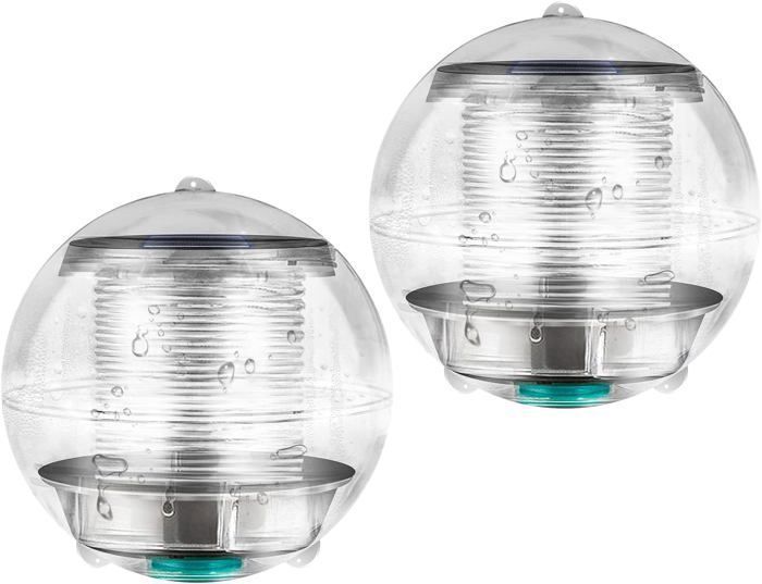 2 Boules Lumineuses Solaires Flottantes Pour Piscine - 14.5 Pouces - LED Étanches IP68 Avec Télécommande