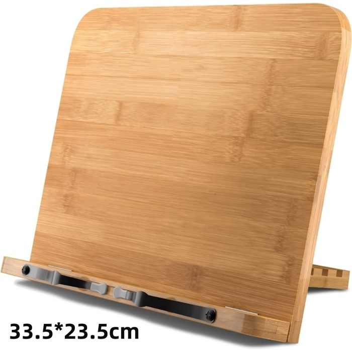 Support De Livre Rotatif 360° En Bois Avec Pinces - Pour Recettes, Partitions, Tablette, Bureau Ou Cuisine - 9