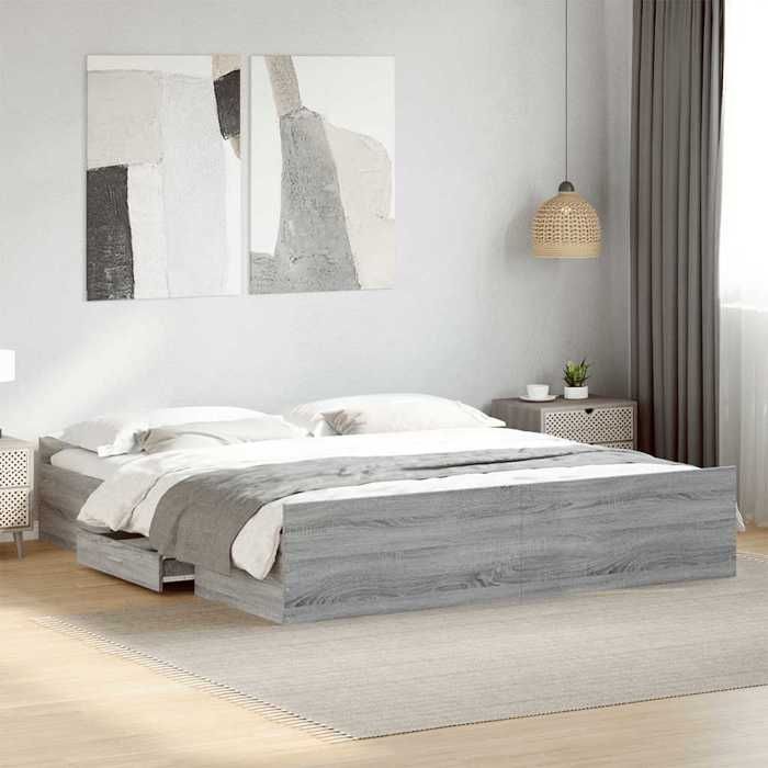 vidaXL Cadre de lit avec tiroirs sans matelas sonoma gris 180x200 cm 3280277