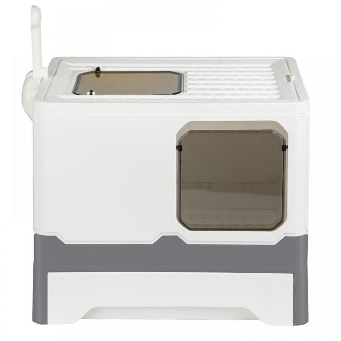 Comparer les prix de B.LIVEM Maison pour Chat en PP, Bac à Litière à Tiroir XL, Pelle gratuite, Grande Capacité, Gris + Blanc