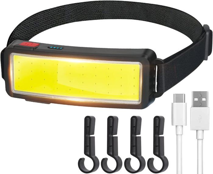 Torche Frontale USB Rechargeable Puissante étanche Phare 2000 lumens 2 pièces Lampe de travail pour casque pour Le Camping