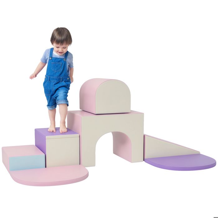 GYMAX Module Motricité Bébé en Mousse Colorée 5 PCS, avec Housse en PU et Remplissage en EPE, pour Enfant d'Âge Préscolaire et Bébé - Sport GYMAX Module Motricité Bébé en Mousse Colorée 5 PCS, avec Housse en PU et Remplissage en EPE, pour Enfant d'Âge Préscolaire et Bébé - Sport
