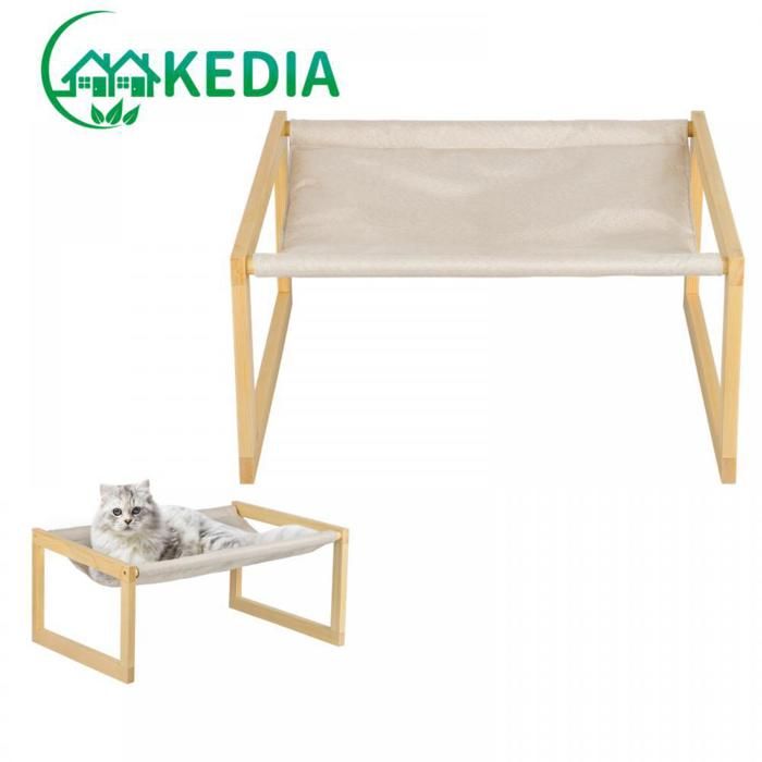 KEDIA.Lit pour animaux Hamac pour chat sur pied Lit en bois amovible pour chat 50*40*25cm