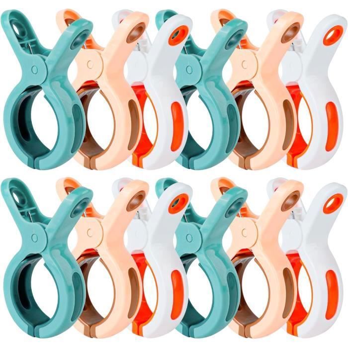 CALLYSONIC Lot De 5 Pinces à Linge Extra Fortes – Pinces De Plage Multifonction, Antidérapantes Et Coupe-vent – Pour Serviettes, Vêtements, Draps