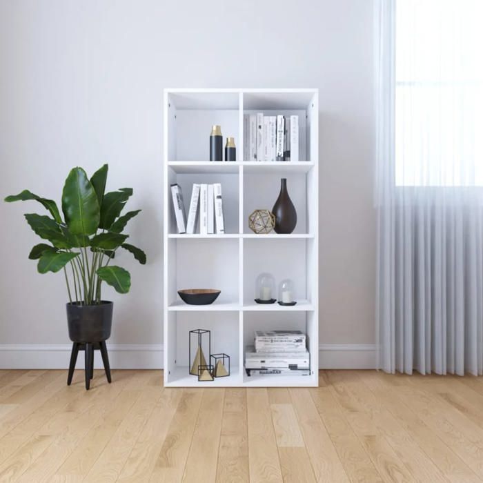 SALE 2025Bibliothèque Moderne - Colonne Étagère Buffet Blanc 66x30x130 cm - bois dingénierie 26 25 Kg 1308