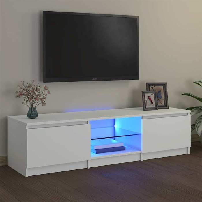Meilleures Meuble TV avec lumières LED blanc 140x40x355cm SSD60748179