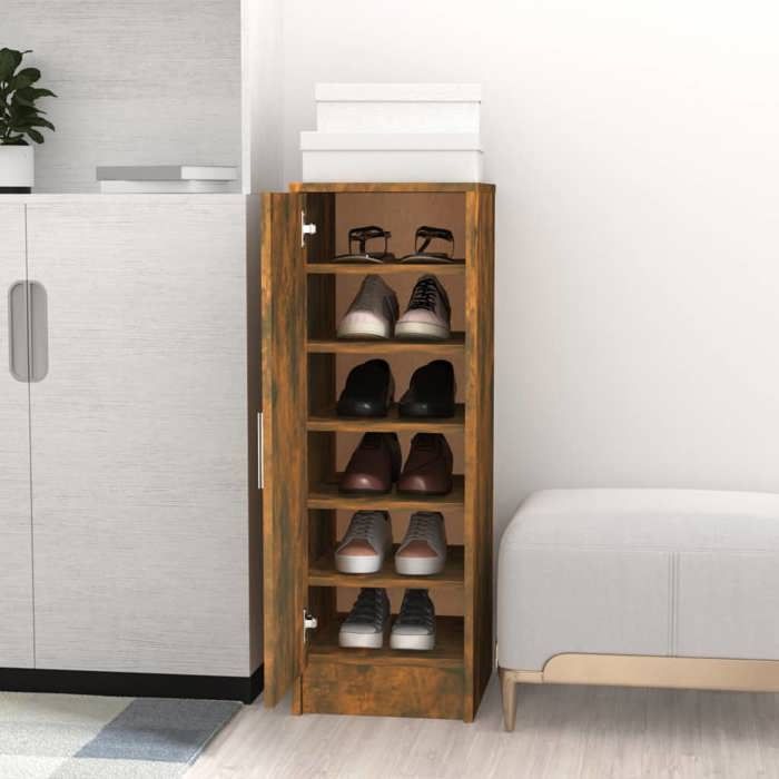 Meuble à chaussures/Range-chaussures vidaxl Chêne fumé 32x35x92 cm Bois dingénierie m56