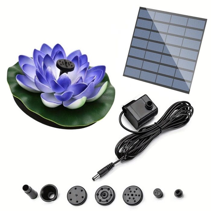 Fontaine IP44 étanche Fontaine Solaire Céramique Bleue 37cm - Décoration Jardin Autonome - IP44 Fontaine Eau Extérieure