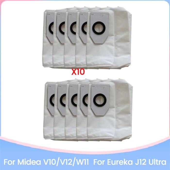 10 Sacs à Poussière pour Aspirateur Robot pour Midea V12 V10 W11 / Eureka J12 Ultra Accessoires Sacs à Poussière de Remplacement