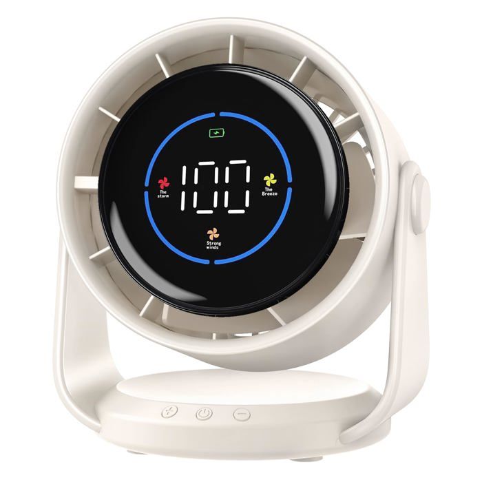 Ventilateur Silencieux Ultra PuissantVentilateur de Bureau à 100 Vitesses et tête rotative à 105°Ventilateur Rechargeable USB - Handeiu
