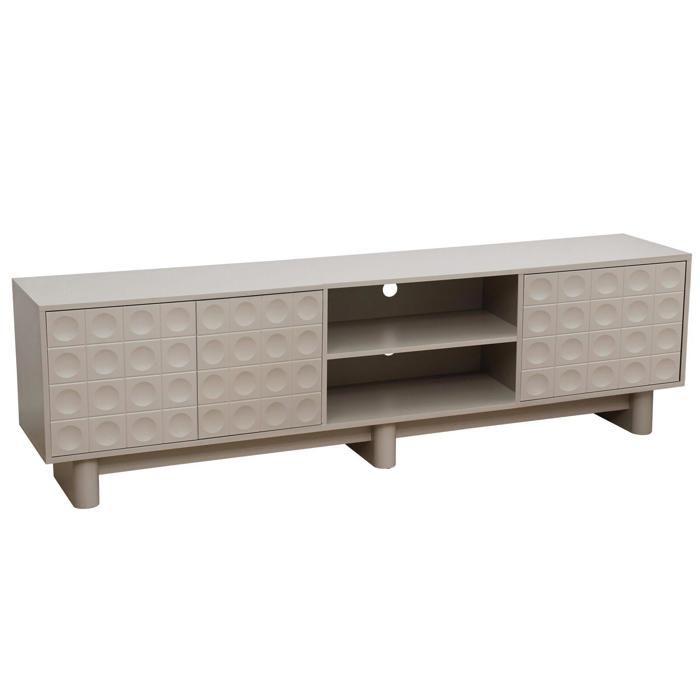 Meuble TV rectangulaire 3 portes L200 cm beige Octave - Oviala