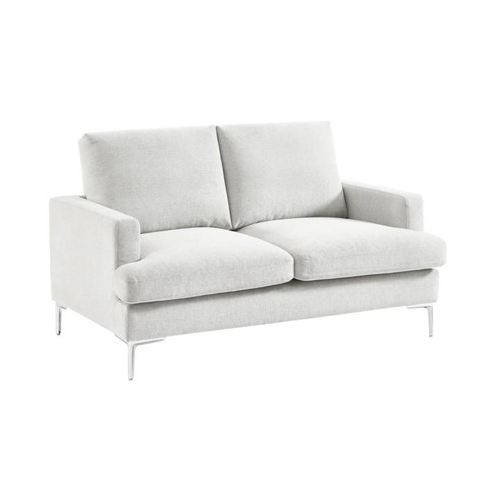 Canapé 2 places en tissu blanc cassé L 143 x P 90 x H 89cm - Hans Canapé 2 places en tissu blanc cassé L 143 x P 90 x H 89cm - Hans
