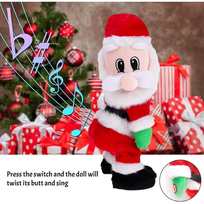 Père Noël Électrique Dansant Avec Musique Figurine Animée 33cm Décoration De Noël Originale Jouet Festif Cadeau Amusant Pour