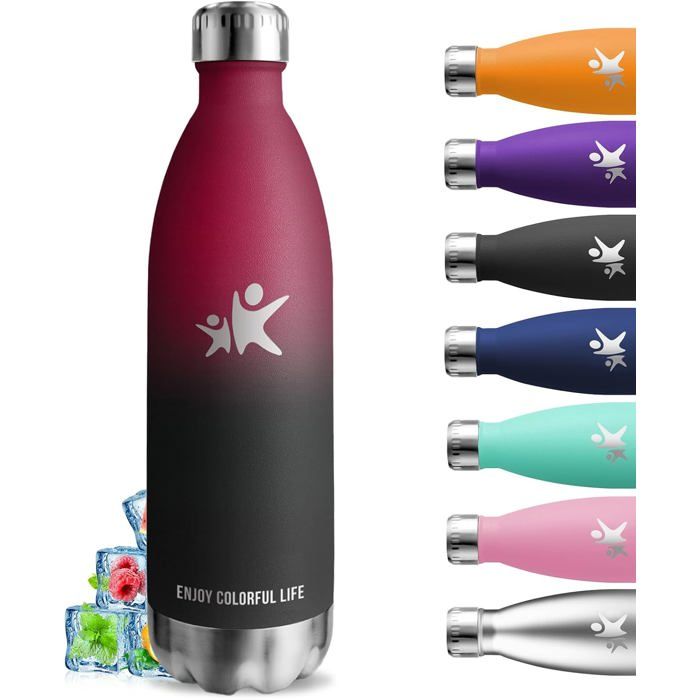 Gourde Isotherme Vikastar – 1 Litre – Sans BPA – Vert – Anti-fuite – Inox