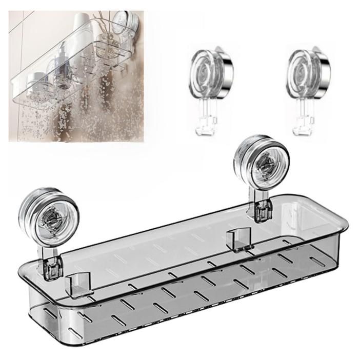 Support de Douche à Ventouse Support de Rangement à Ventouse Ondulé Organisateur de Salle de Bain en Acrylique pour Douche