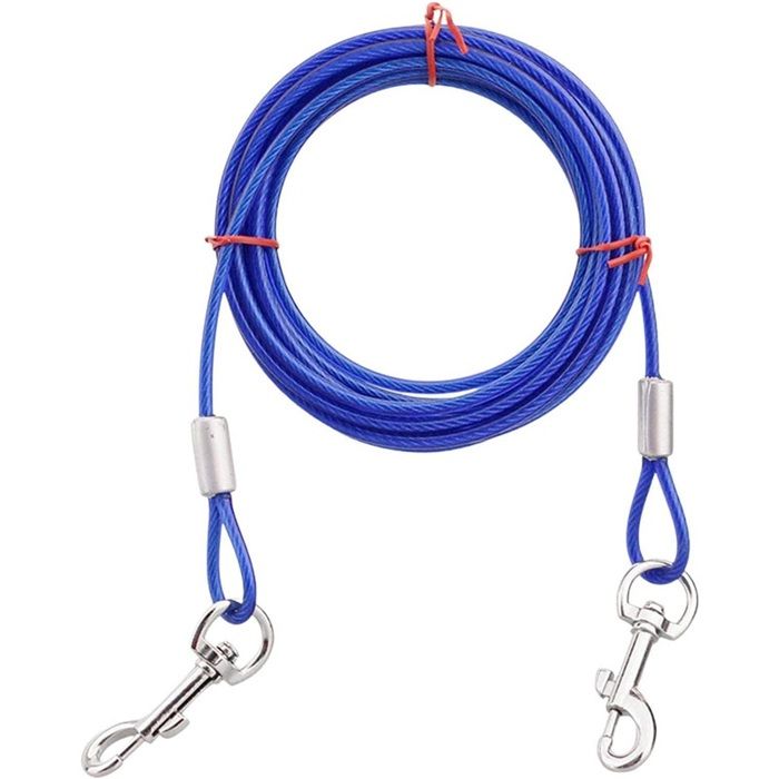 Câble d’attache pour chien de 10 pieds avec crochet pivotant à 360 degrés pour chiens jusqu’à 100 lb (Bleu)