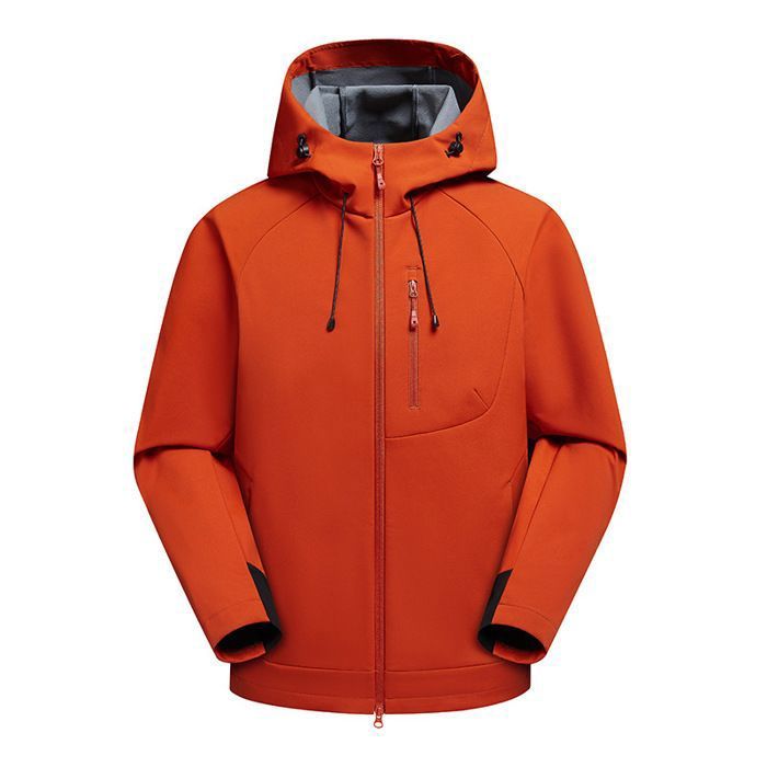 Veste Softshell Imperméable Homme à Capuche Hiver Polaire Coupe Vent Chaud Extérieure Pour Randonnée Camping - Rogue Brique