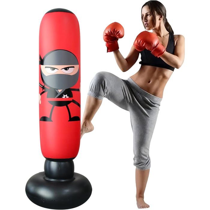 Sac De Frappe Gonflable 160 Cm Bocguy – Idéal Boxe, Taekwondo, Anti-Stress – Enfants & Adultes à La Maison !